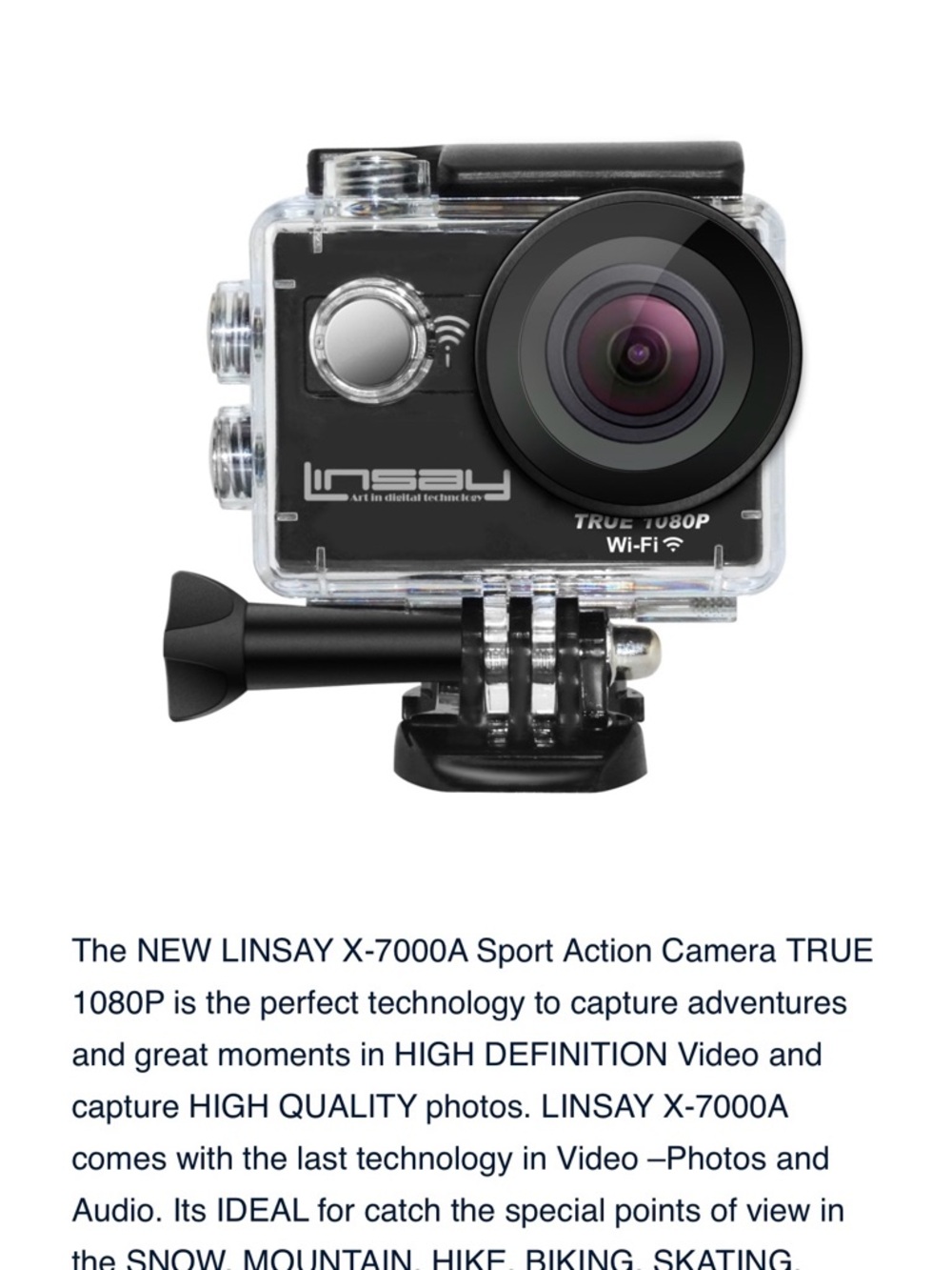 Black Action Camera - 1080P Wi‑Fi Sport Cam